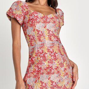 Lulus Puff Sleve Mini Dress- Size small NEVER WORN